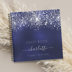 Livre d'or marine bleu argent parties scintillant