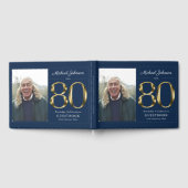 Livre D'or Marine Blue 80e anniversaire Typographie d'or Pers (Complet)