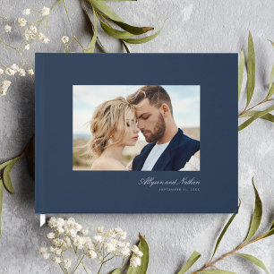 Livre D'or Marine Elegant Moderne Simple Script Mariage photo