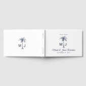 Livre D'or Marine Palm bleu Monogramme Plage tropicale Mariag (Complet)
