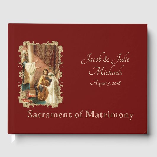 Livre D'or Maroon d'or catholique traditionnel Mariage (Recto)