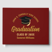 Livre D'or Maroon Gold Graduate Custom 2025 Graduation Party (Recto)