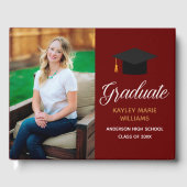 Livre D'or Maroon Gold Graduate Photo 2025 Graduation Party (Recto)