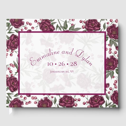 Livre D'or Maroon Rose Wedding (Recto)