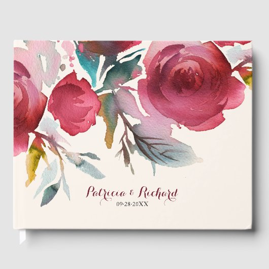 Livre D'or Marsala Boho de Bourgogne Mariage romantique Flora (Recto)