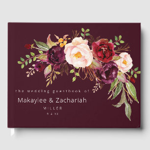 Livre D'or Marsala de Bourgogne et floral de Blush