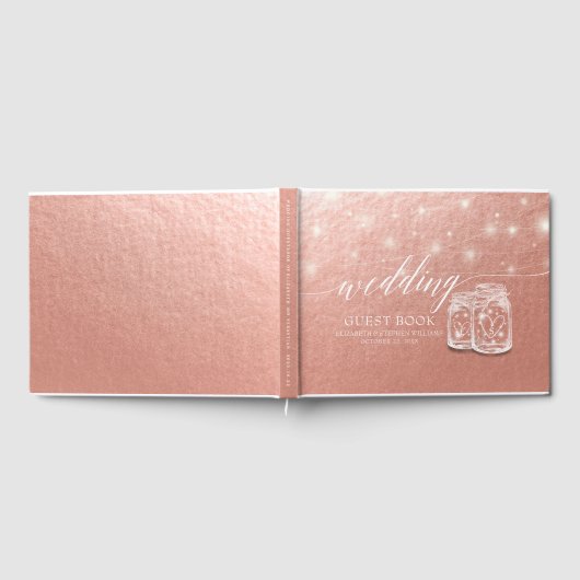Livre d'or Mason Jar String mariage Rose or (Complet)