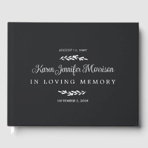 Livre D'or Matte Black Nom Script Verdure En Mémoire Amoureus