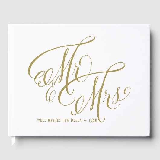 Livre D'or Matte Gold M. & Mme Elegant Script Mariage (Recto)