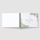 Livre D'or Megan Blanc Floral & Vert Mariage catholique (Complet)