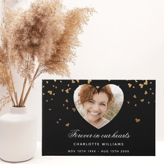 Livre D'or Mémorial en or noir coeurs photo