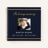 Livre d'or mémorial funéraire bleu or photo (Devant)