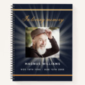 Livre d'or mémorial funéraire bleu or photo (Devant)