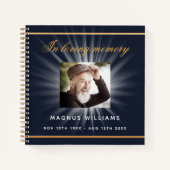 Livre d'or mémorial funéraire bleu or photo (Devant)