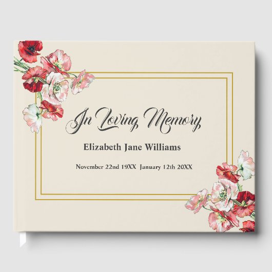 Livre D'or Mémorial funéraire | Photos d'aquarelle (Recto)