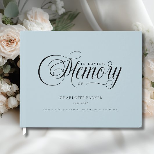 Livre D'or Memorial "In Loving memory" Light-Blue