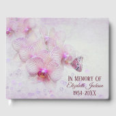 Livre D'or Memorial Service Butterfly On Pink Orchids (Recto)