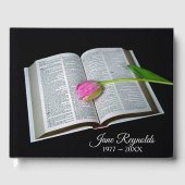 Livre D'or Memorial Service Pink Tulip on Holy Bible (Recto)