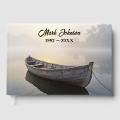 Livre D'or Memorial Service Rustic Rowboat On a Calm Lake (Recto)