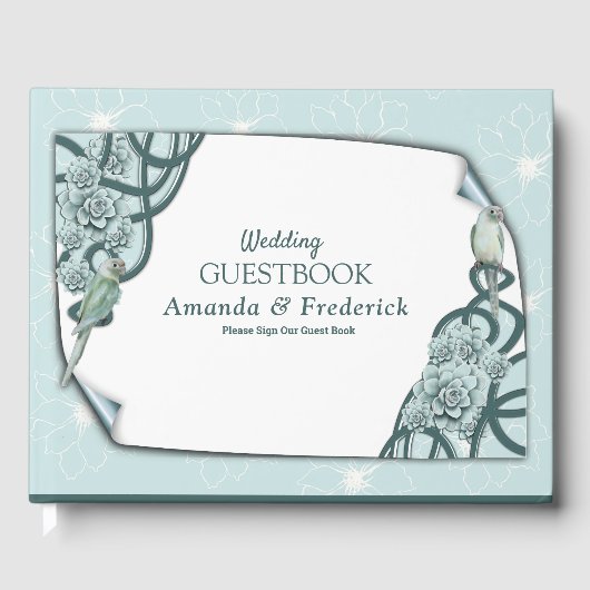 Livre D'or Menthe bleu pin Vert Succulents (Recto)