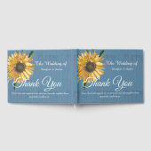Livre D'or Merci Mariage de tournesol en bois bleu foncé (Complet)