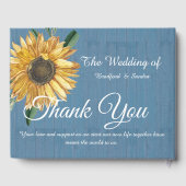 Livre D'or Merci Mariage de tournesol en bois bleu foncé (Verso)