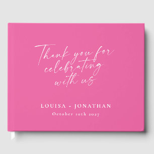 Livre D'or Merci personnalisé élégant rose tendance écriture 