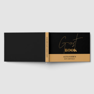 Livre D'or Merci pour l'anniversaire - Écriture noire et or é
