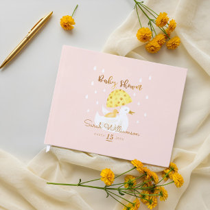 Livre D'or Mère & Bébé Jaune Canard Parapluie Bleu Rose
