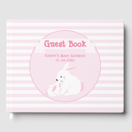 Livre D'or Mère et bébé fille lapin | BABY SHOWER (Recto)