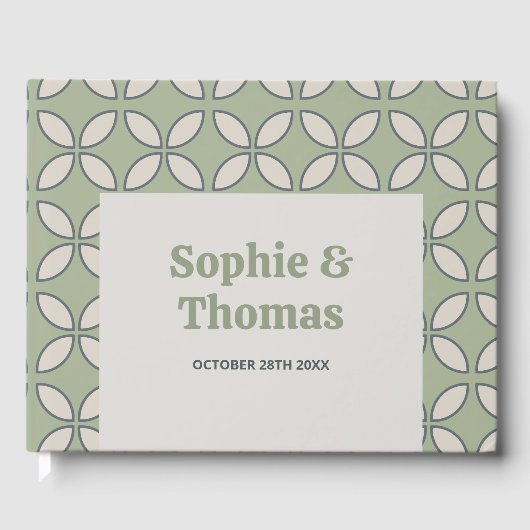 Livre D'or Mid Century Mod Retro Mariage Olive Green (Recto)