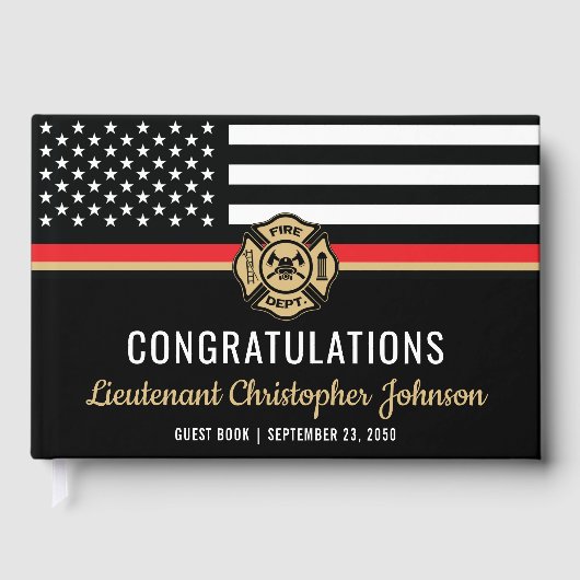 Livre D'or Mince Red Line Patriotic Firefighter Retirement (Recto)