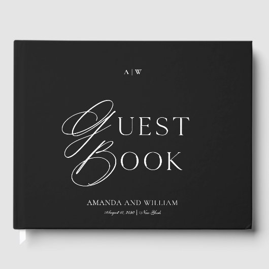 Livre D'or Minimal Black & White Wedding Guest Book (Recto)