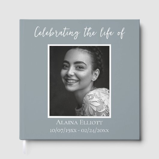 Livre D'or Minimal Celebration of Life Photo Custom Funeral  (Recto)