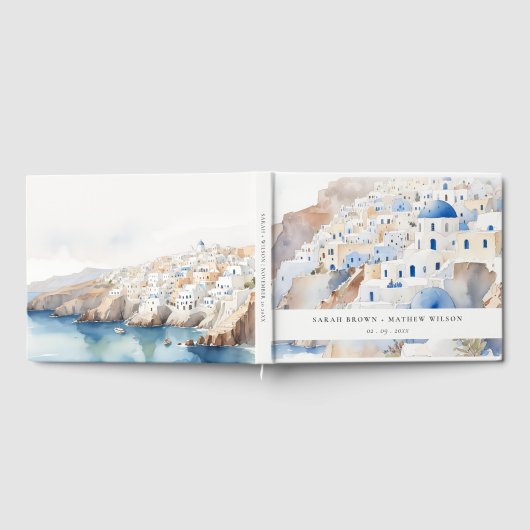 Livre D'or Minimal chic Santorini Grèce Mariage aquarelle (Complet)