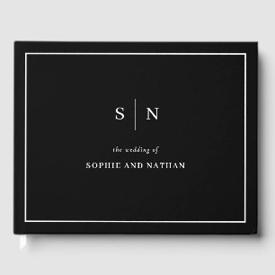 Livre D'or Minimal et chic Noir avec Mariage frontière blan