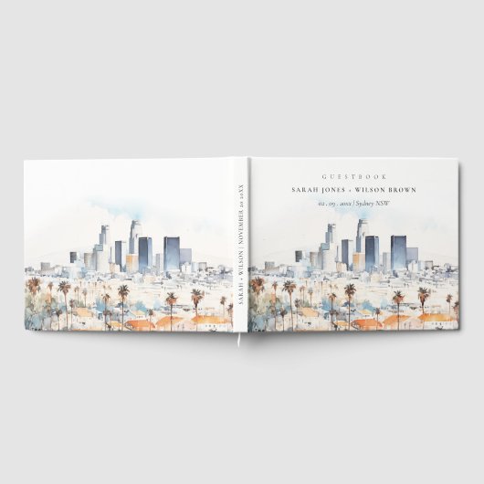 Livre D'or Minimal Los Angeles, Californie Mariage d'aquarell (Complet)