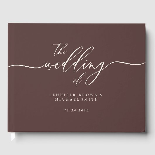 Livre D'or Minimal Modern Chocolate Brown Wedding Guest (Recto)
