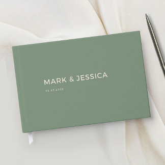 Livre D'or Minimal Modern Green Wedding Guest Book