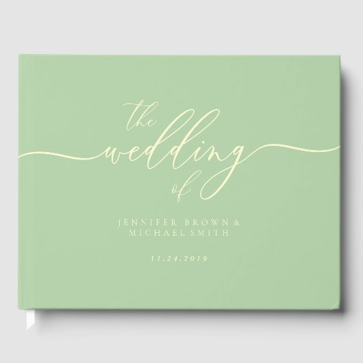Livre D'or Minimal Modern Pistachio & Cream Wedding Guest (Recto)