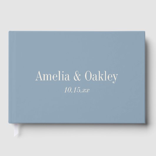 Livre D'or Minimalist Dusty Blue Elegant Wedding Custom (Recto)