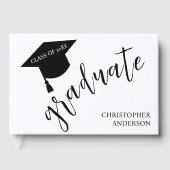 Livre D'or Minimalist Grad Cap Black & White Graduation (Recto)