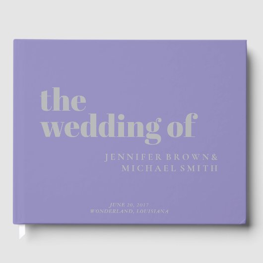 Livre D'or Minimalist Lavender Silver Swash Wedding (Recto)