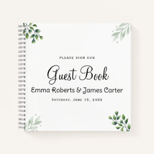 Livre d'or minimaliste de verdure moderne