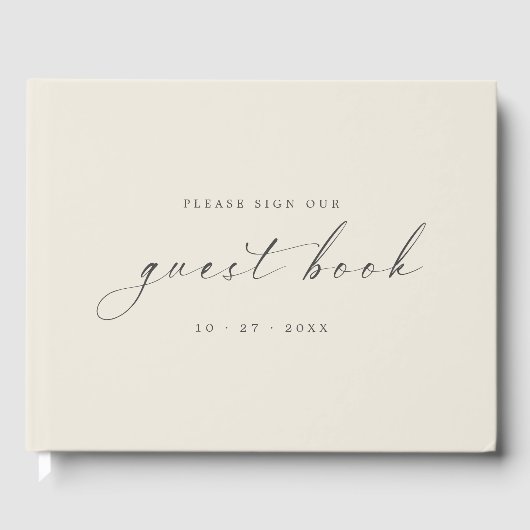 Livre d'or minimaliste moderne ivoire pour mariage (Recto)