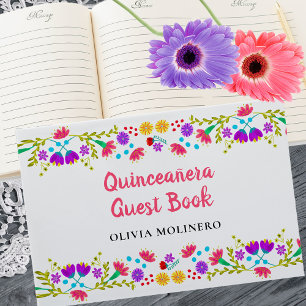 Livre D'or Mis Quince Anos Floral Mexicain Fiesta Quinceanera