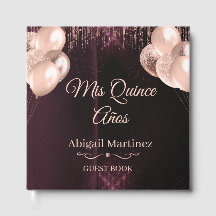 Mis Quince Años Guest Book | Elegant Green & Gold 