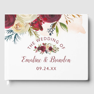 Livre D'or Mistletoe Manor Aquarelle Hiver Floral Mariage