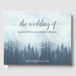 Livre D'or Misty Blue Mountains & Pines Rustic Mariage<br><div class="desc">Ce magnifique livre d'hôtes mariage présente un design rustique et élégant, avec un paysage montagneux d'épinettes bleues ou de pins, noyés dans la brume ou le brouillard. Le texte dit : Le Mariage de... avec vos noms et la date du mariage. Une façon merveilleuse pour vos invités de laisser des...</div>