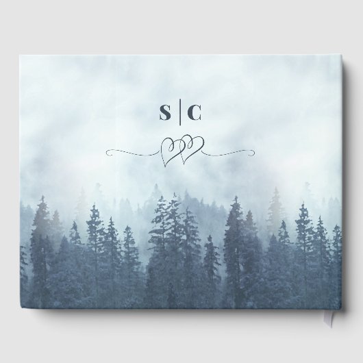 Livre D'or Misty Blue Mountains & Pines Rustic Mariage (Verso)